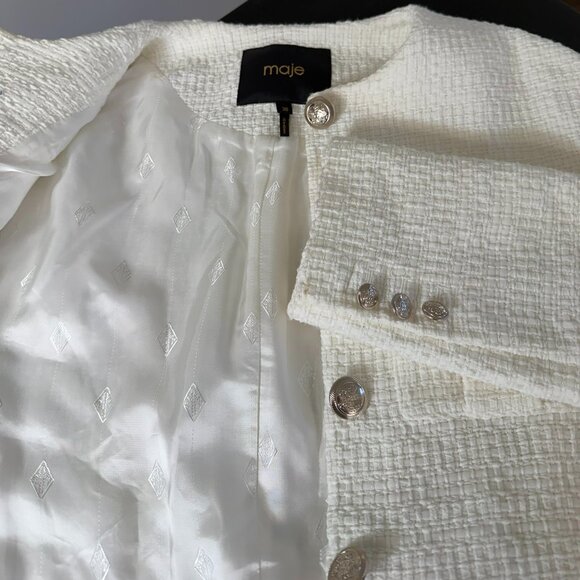 Maje white Valasila Tweed Belted Jacket Sz 38 /US size 6 new with tags - Picture 16 of 17